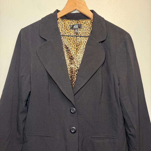 AGB Women's Button Front Blazer Jacket Black Size 14 - Picture 2 of 7